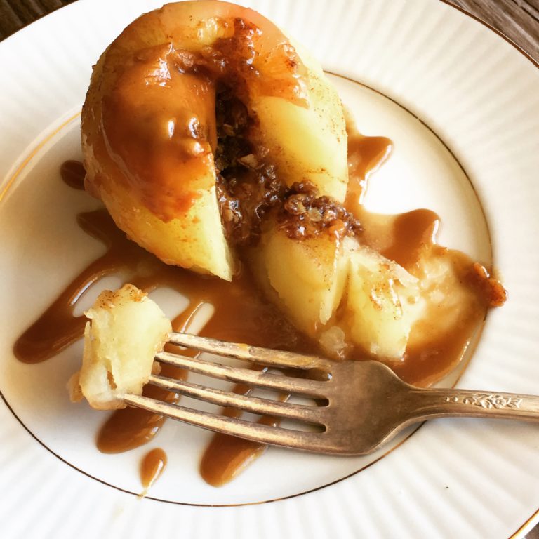 Baked Apple with a Caramel on Top!